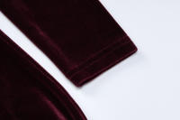 Vestido Dulzura De Veludo Largo Con Manga Completa Y Hombro Descubierto Para Mujer Elegante Y Sexy Con Abertura Lateral Adecuado Para Fiestas Y Noches De Otoño Y Invierno - details 8