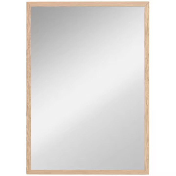 HOMCOM Espejo de Pared Espejo de Baño 50x70 cm Espejo Rectangular Decorativo para Salón Entrada Pasillo Horizontal o Vertical Natural - 1