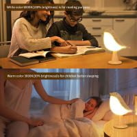 Lámpara De Noche LED Táctil Con Colores Madera Y Pájaro Recargable Para Dormitorio Oficina Estudio Decoración Luz De Lectura - details 8