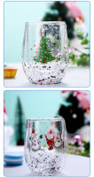 Taza De Navidad De Vidrio Con Doble Muralla Y Brillo De Síquinas Con Árbol De Navidad Y Payaso De Nieve Taza Para Café Leche Jugo Resistente Al Calor Regalo De Navidad - details 10