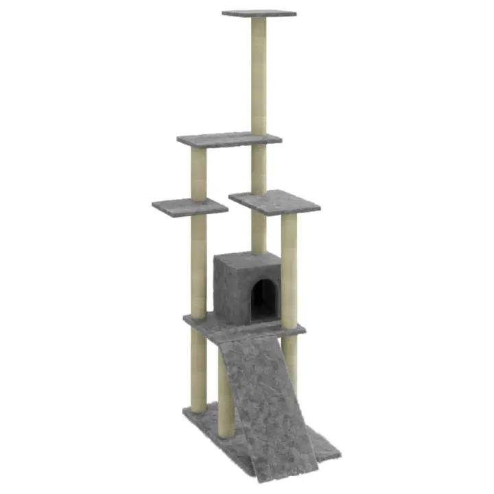 Rascador para Gatos con postes de ISAL gris Claro 155 cm - 1