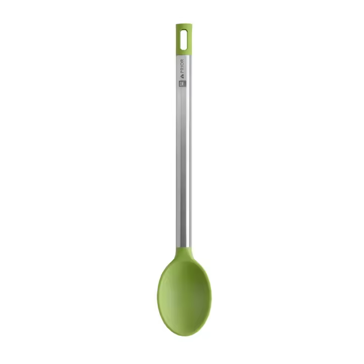 Bra - Cuchara de Cocina Prior, 35 cm, Acero Inoxidable y Silicona Verde, Apto Lavavajillas, Utensilio Cocina, Servir y Recoger - 1