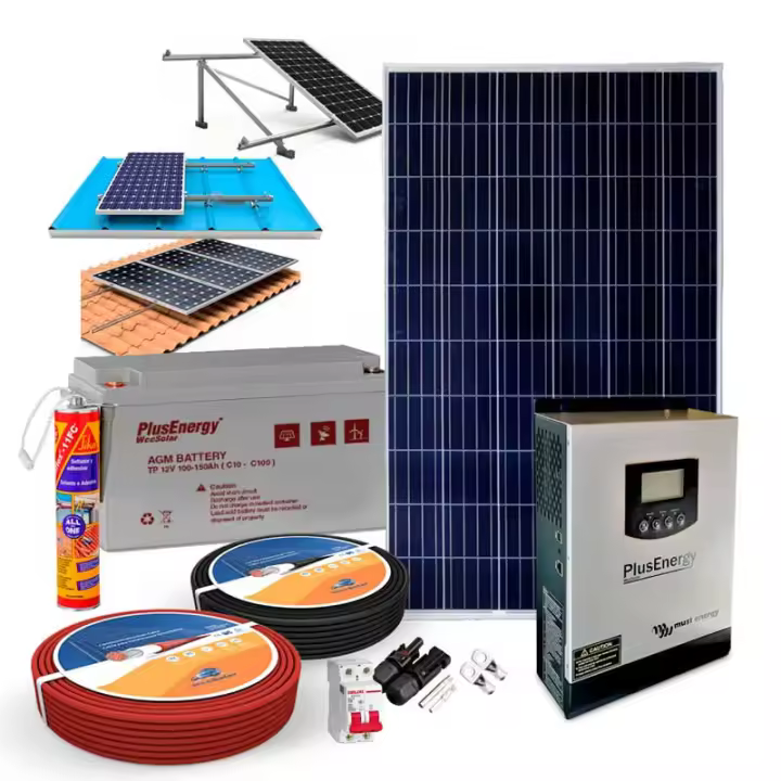 Plusenergy - Kit Solar 12v 150w/300w con Inversor multifuncion 800w - 1