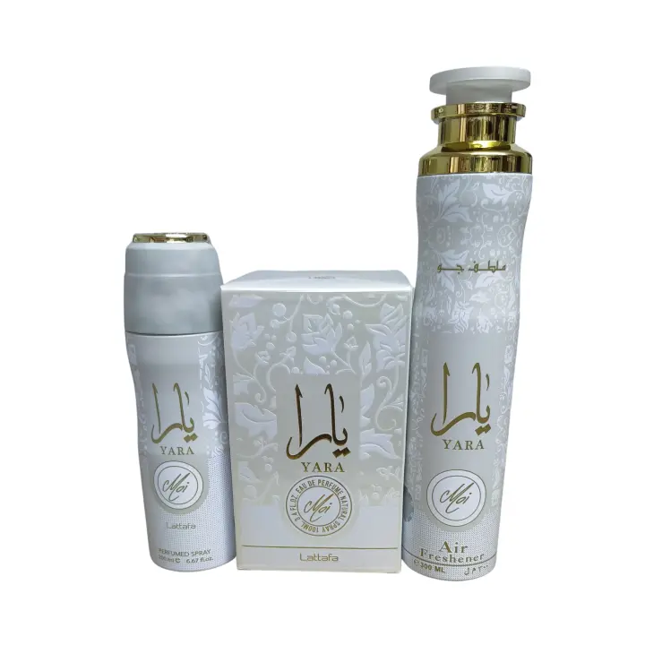 Lote Yara Moi: Frescura y Elegancia - Lattafa - Perfume de 100 ml + Ambientador hogar + Perfume Spray - 1