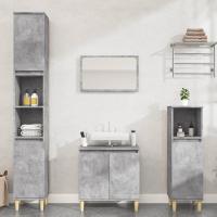 vidaXL Set de muebles de baño 3 pzas madera contrachapada en color Gris sonoma/Gris hormigón/Roble Sonoma y más | almacenamiento funcional diseño moderno para baño dormitorio sala - details 1
