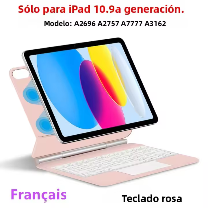 Folio Teclado Mágico Para iPad 10 Generación 2022 Cubierta Inteligente Con Teclado AZERT Idiomas Espa\u00f1ol Portugu\u00e9s Hebreo Alem\u00e1n En Color Negro Y Blanco - 1