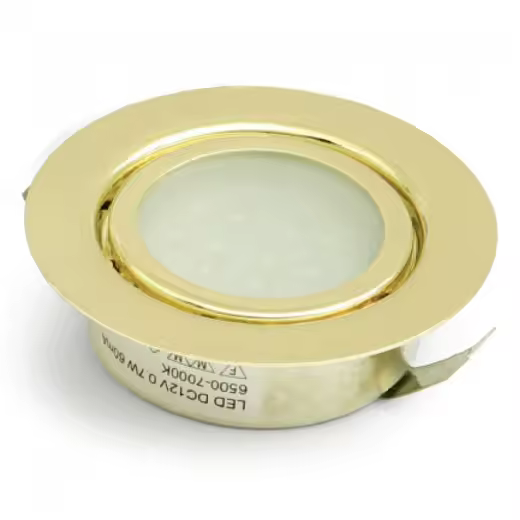 FOCO EMBUTIR 12 LEDS BAJA POTENCIA LUZ BLANCO 0,7W ORO AMP,NO INCLUYE TRANSF.,12V/60mA,CABLE 50cm - 1