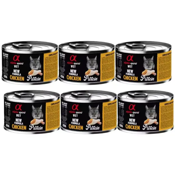 Pack de 6 - Alpha Spirit Húmedo Lata 200 gr Protein para Gatos - 1