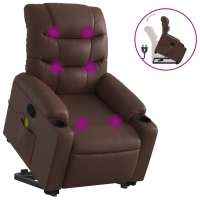 vidaXL Sillón reclinable de masaje de pie cuero artificial Negro, Crema, Marrón Sillon Dormitorio Sillon Comodos Silla Relax Sillón Sofá - details 1