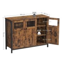 Aparador con puertas de cristal estilo industrial, para comedor, salón, cocina, marrón rústico o marrón turquesa - details 8