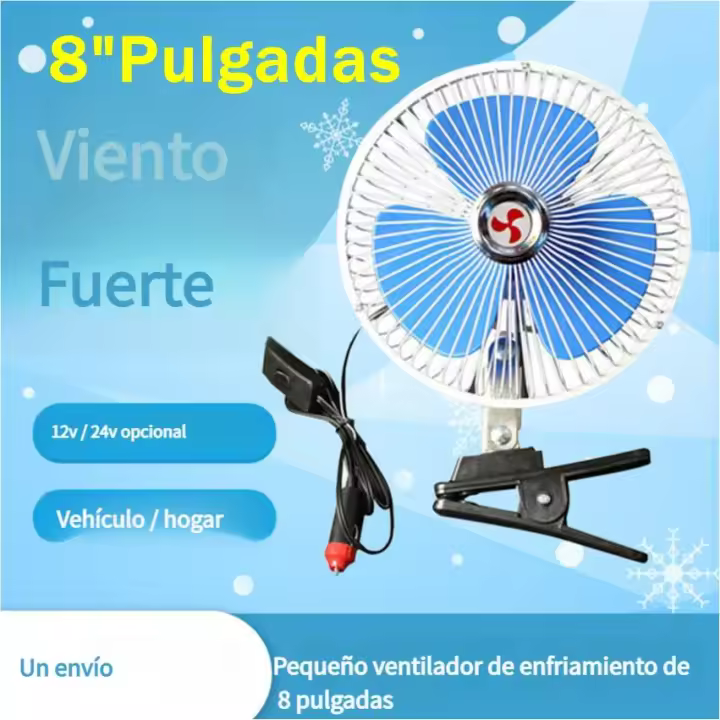 Ventilador eléctrico de verano para coche de 8"pulgadas con clip, ventilador pequeño totalmente cerrado - 1