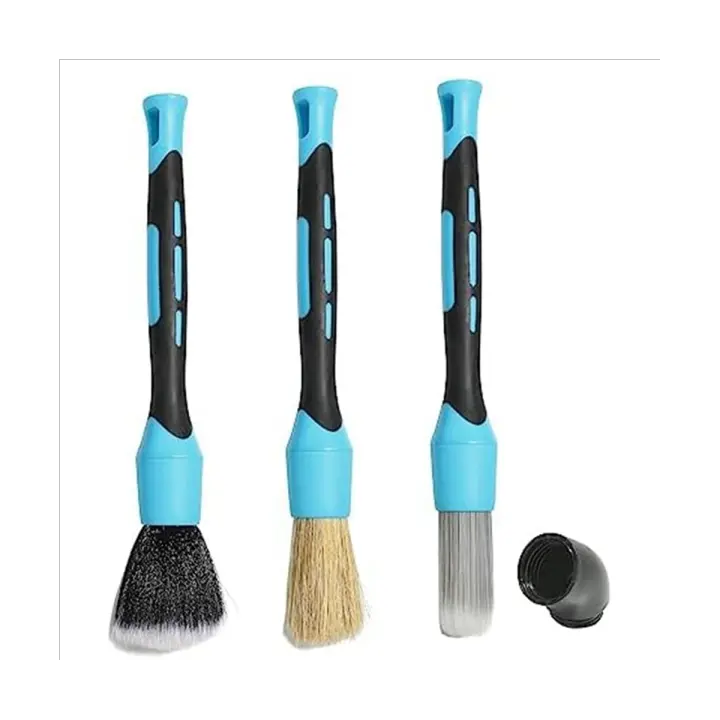 Juego de cepillos de detalle automático, 3 piezas, suaves, para limpieza de tapicería Interior, rejillas de aire, ruedas, cuero - 1