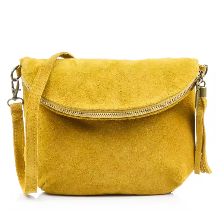 Firenze Artegiani. Cenerente Bolso bandolera Mujer.Piel auténtica Gamuza  . Made in Italy. Vera Pelle Italiana. - 1