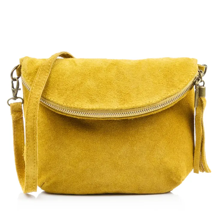 Firenze Artegiani. Cenerente Bolso bandolera Mujer.Piel auténtica Gamuza  . Made in Italy. Vera Pelle Italiana. - 1