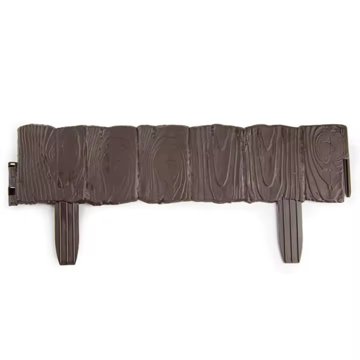 Tradineur - Valla de plástico decorativa de jardín - Borde para cespéd, plantas, flores, decoración de exterior - N.º 3 - 24,5 x 27,5 x 1 cm - Color Wengue - 1