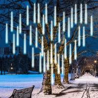 Luces De Lluvia De Meteorito Para Decoración De Árbol Al Aire Libre Con 192LEDs Fosforescentes Cadenas De Agua Mágicas Para Jardín Fiesta Festival USB Recargable - details 2