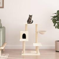 vidaXL Rascador para Gatos con Postes Árbol Torre de Escalada Sisal Color Crema,  Gris claro,  Gris oscuro y mas - details 0