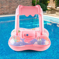 1pc Flotador De Piscina Con Canopy Para Niños Flotador De Buceo Para Bebé Juguetes De Playa Para Fiesta Inflable De Animales Y Naturaleza - details 1