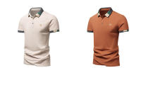 Camisa POLO Para Hombre Verano Moda Seda De Hielo Secado Rápido Manga Corta T-shirt Color Sólido Suelta Collar De Negocios Algodón Puro Top - details 5