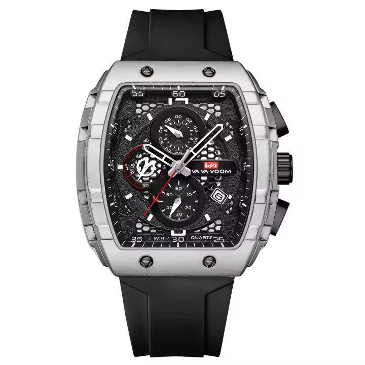 Reloj De Pulsera Militar VA VA VOOM Para Hombre Con Dial De 47 Mm Resistente Al Agua Y Shock Con Correa De Silicona Multifuncional Moda Deportiva - 1