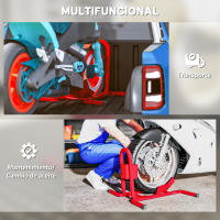 HOMCOM Caballete elevador de moto Soporte de taller para rueda de moto Soporte para caballete de moto - Calzo para rueda de 17 a 21 pulgadas Metal epoxi rojo - details 5