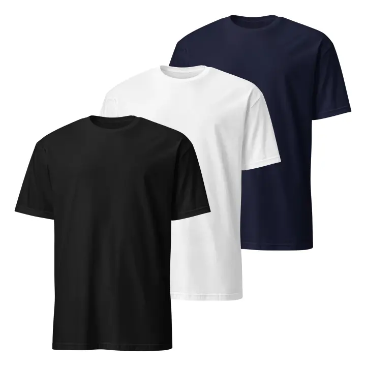 Pack de 3 Camisetas de Manga Corta para Hombre - Premium - 100% Algodón de Alta Calidad - Diseño Ligeramente Ajustado - Color Negro, Blanco y Azul Marino Navy - Marca SO Wear Siempre Original - 1