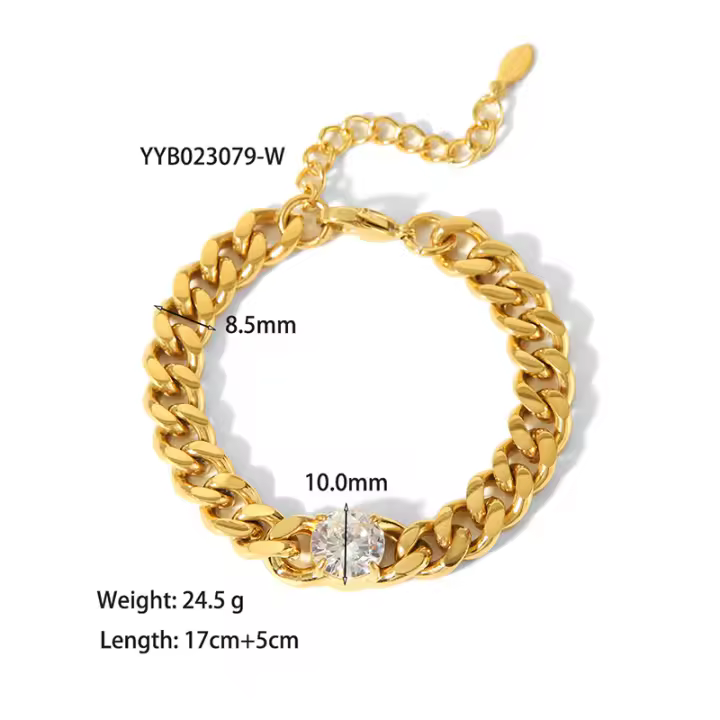 Encanto Collar de acero inoxidable de estilo retro al por mayor, pulsera de acero de titanio de alta calidad chapada en oro de 18 quilates con incrustaciones de cadena de clavícula de piedra blanca - 1