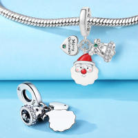 Colgante De Santa Claus De Plata 925 Para Pulseras Joyería Fina Para Mujer Accesorios DIY Regalos De Navidad Zirconia - details 3