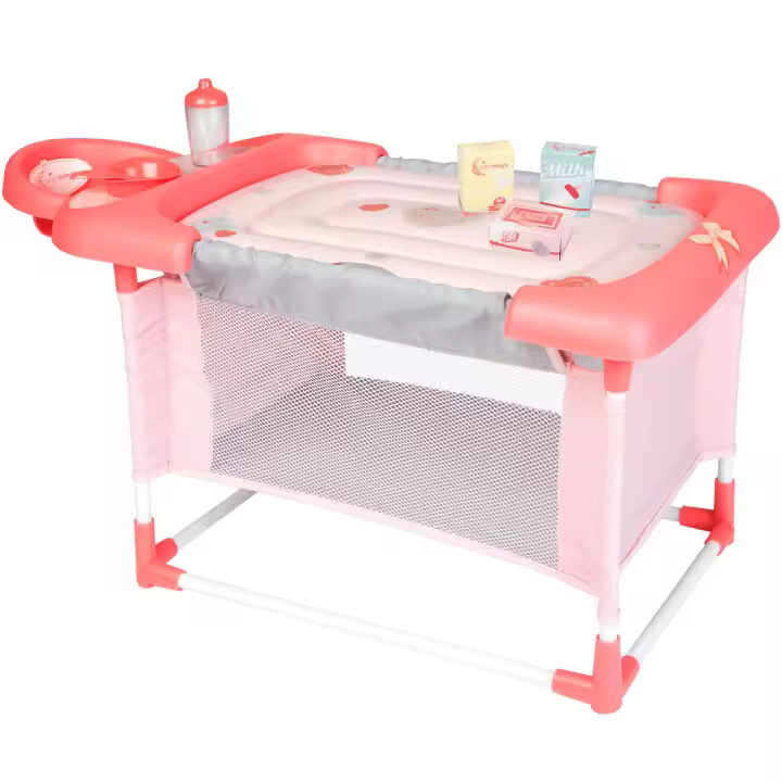 COLORBABY - Juguete 3 en 1 para muñecas: cuna, cambiador y trona con accesorios, ideal para muñecos de 32 cm, juego infantil multifuncional, para niños a partir de 3 años, incluye accesorios para el cuidado de muñecos, diseño práctico y educativo - 1