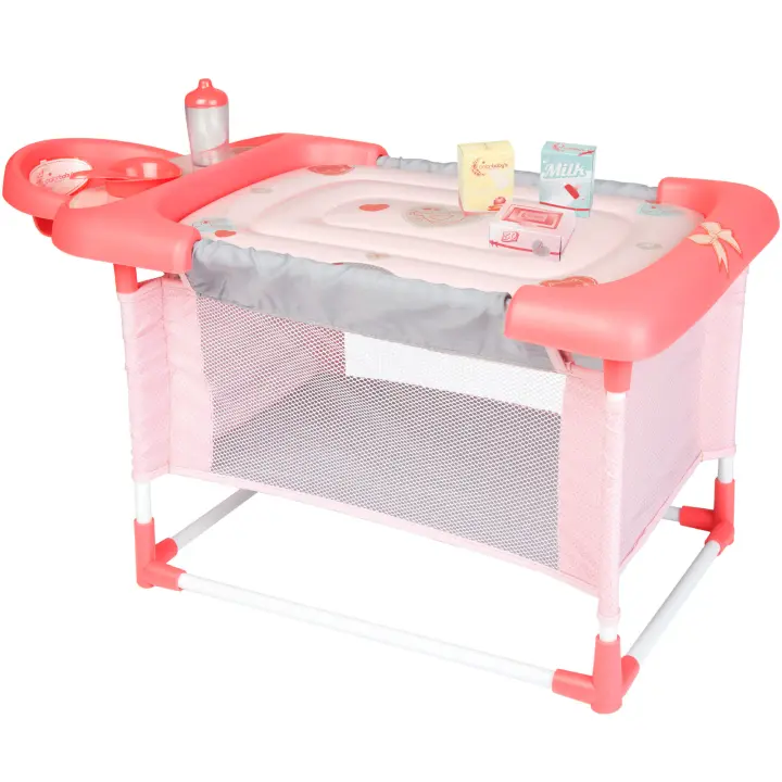COLORBABY - Juguete 3 en 1 para muñecas: cuna, cambiador y trona con accesorios, ideal para muñecos de 32 cm, juego infantil multifuncional, para niños a partir de 3 años, incluye accesorios para el cuidado de muñecos, diseño práctico y educativo - 1
