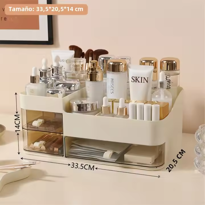 Caja De Almacenamiento Para Escritorio Estilo Cajón Con Múltiples Grillas Caja De Cosméticos Para Estudiantes Y Dormitorios Ecológica De Plástico Japonesa - 1