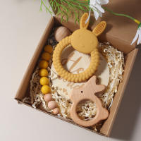 Juego De Regalo Para Bebé Recién Nacido Mordedor De Silicona Conejito Juguete De Madera Rattle Accesorios Para Fotografía - details 3