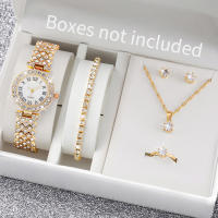 Set De 6 Relojes De Mujer De Lujo Con Rhinestones Diseño Roma Pulsera De Moda Joyería Relogio Feminino Sin Caja - details 0