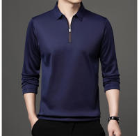 Camisa Polo De Manga Larga Color Sólido Para Hombre Con Cierre De Cremallera Cuello Polo De Algodón Moda Casual - details 11