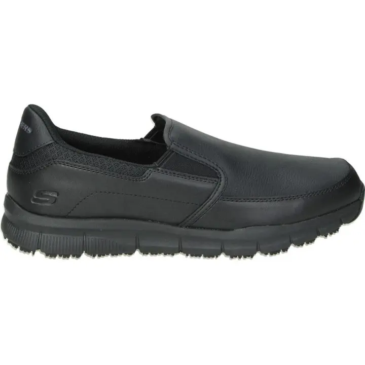 SKECHERS | Zapatos de Trabajo Skechers Work Relaxed Fit: Nampa - Groton para Hombre – Mocasines de Trabajo en Color Negro – Mocasín sin Cierres – Estilo Para Trabajo – Cómodos y de Alta Calidad – Modelo 77157EC-BLK - 1