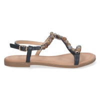 Davinia Shoes Sandalia Plana para Mujer, Comoda, Tira Cruzada con Avalorios, con Cierre de Hebilla en el Tobillo Shoes&Blues.es 7978-Negro - details 1
