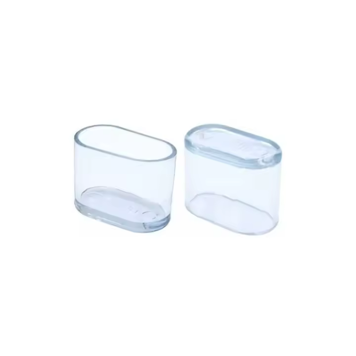 20 piezas de tapas ovaladas de PVC Bland transparente para las palas de Sillas y mesas, 15x30mm - 1