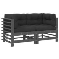 vidaXL Sofás esquineros con cojines 2 uds madera maciza de pino Pino natural, Pino blanco, Pino gris Conjunto Terraza Muebles Jardín Exterior Juego de Muebles de jardín Mueble Jardín Exterior Muebles de Salon Exterior - details 0