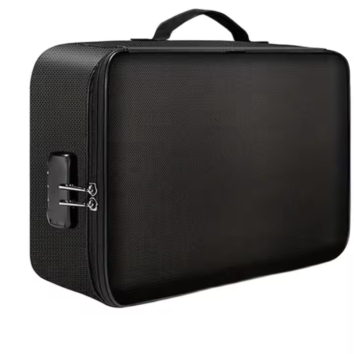 Bolsa De Documentos Fireproof Negra Resistente Al Agua Con Cierre De Cremallera Portátil Organizador De Laptop Archivos Certificados Multi-compartimentos - 1