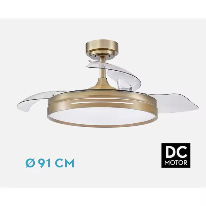 FABRILAMP ALTA GAMA Ventilador Dc 48w Micenas Color Blanco,Niquel,Negro,Cuero 3asp.91d 6vel 4800lm 3000-4500-6000k Remoto+Regulables intensidad+memoria+temporiz 25 Incluye mando a distancia y dos tijas de 10 y 25 centímetro CALIDAD DE CONFIANZA - 1
