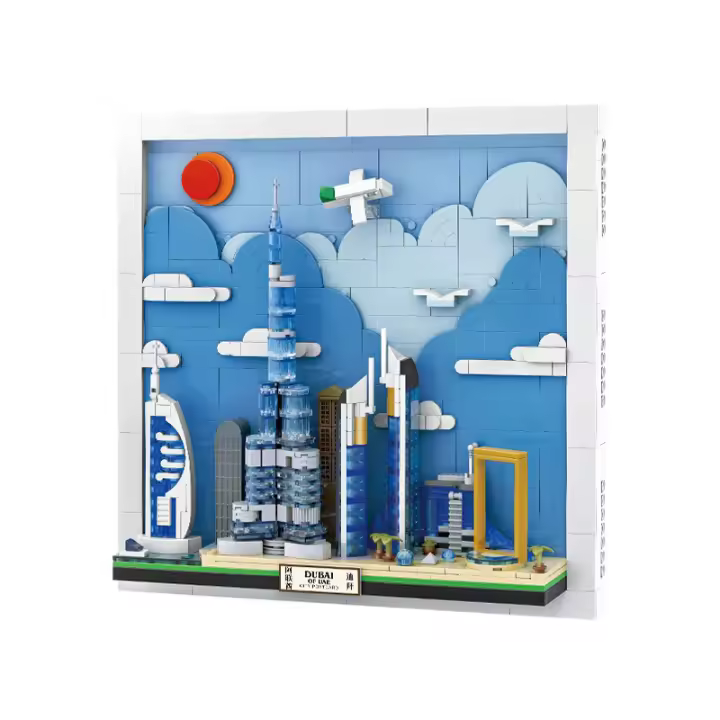 Pintura De Arte De La Ciudad De Dubái En Postcard Con Skyline Bloques De Construcción Para Decoración Del Hogar Regalo Para Hombres Mujeres Y Niños - 1
