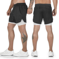 Shorts De Fitness Para Hombre Moda Transpirable 2 En 1 Doble Capa Secado Rápido Gimnasio Correr Ejercicio Deportivo Shorts Ajustados - details 1