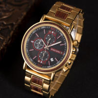 Reloj De Cuarzo Para Hombre BOBO BIRD De Madera Lujo Estilo Militar Con Cronógrafo Y Caja De Madera Relogio Masculino - details 18