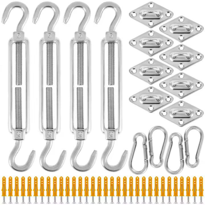 Juego De 80 Piezas De Ataduras Para Vela Solar De Camping Con Gancho De Canopy Acero Inoxidable 304 Herramientas De Jardín Y Exterior - 1