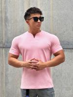 Camiseta Deportiva Para Hombre V-Neck Manga Corta Verano Fitness Collar Erguido Algodón Moda Ropa De Entrenamiento Base - details 9