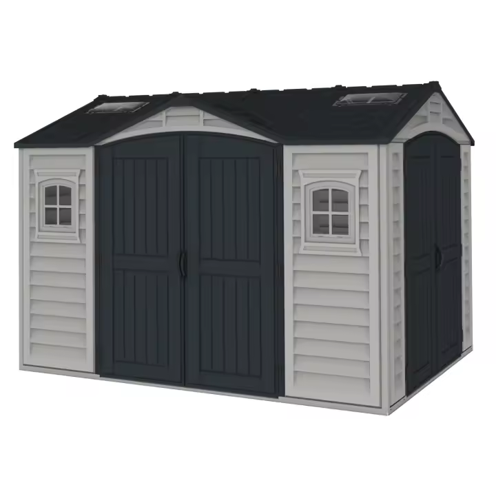 Duramax - caseta jardín - APEX PRO PLUS 10.5 x 8 - PVC - color gris claro/oscuro - 1
