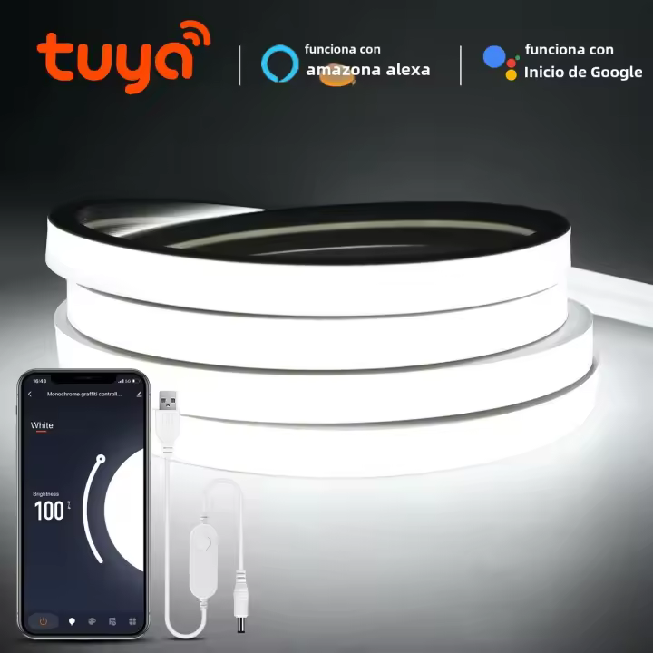 Tira De Luz LED COB Con Gel De Sílice Y Control Remoto Tuya Smart WiFi Compatible Con Alexa Y Google Home Para Decoración De Hogar - 1