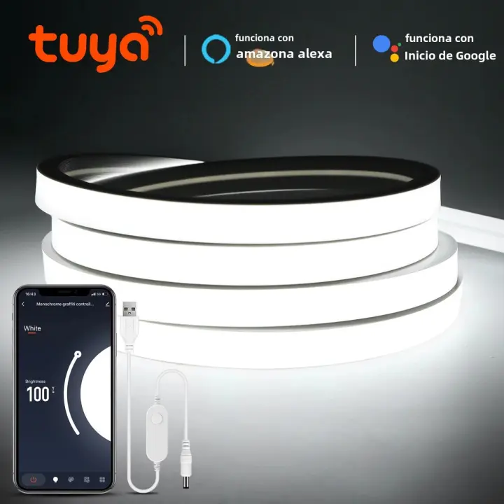 Tira De Luz LED COB Con Gel De Sílice Y Control Remoto Tuya Smart WiFi Compatible Con Alexa Y Google Home Para Decoración De Hogar - 1