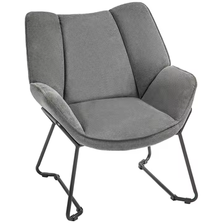 HOMCOM Sillón lounge, sillón relax de lino, con respaldo tapizado ancho, patas de acero, para salón, dormitorio, oficina en casa, gris - 1