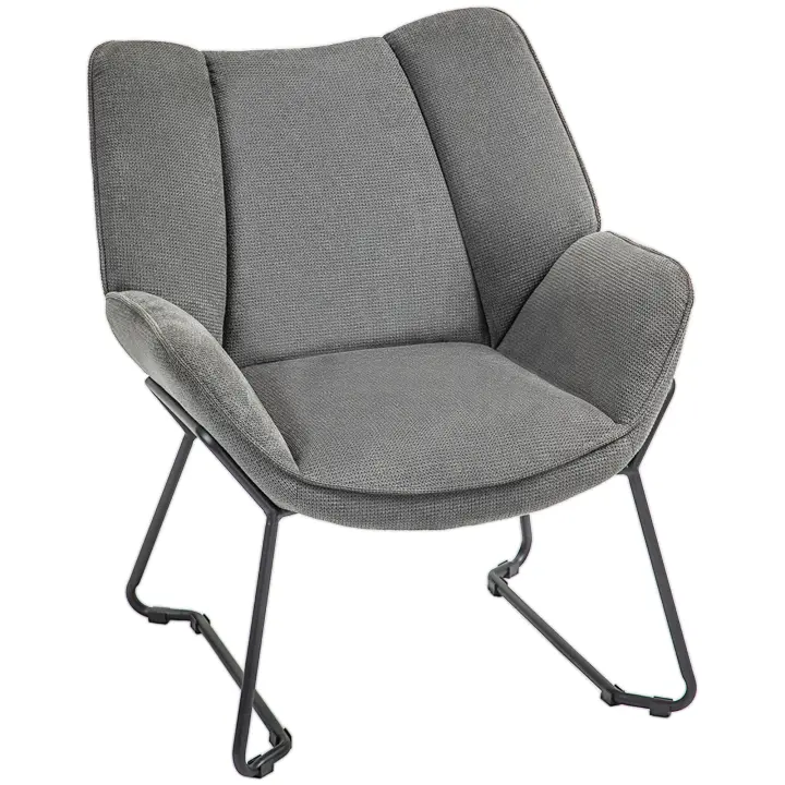 HOMCOM Sillón lounge, sillón relax de lino, con respaldo tapizado ancho, patas de acero, para salón, dormitorio, oficina en casa, gris - 1